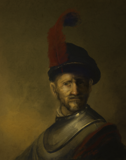 Few hours practice in Photoshop based on An Old Man In Military Costume by Rembrandt http://uploads8.wikipaintings.org/images/rembrandt/an-old-man-in-military-costume-formerly-called-portrait-of-rembrandt-s-father-1630.jpg Two brushes, square and round,