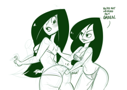 cdb2k3:  St. Patrick’s Day 2014: Desiree &amp; Shego  ———— Commissioned artwork done by: JustinDurden Concept and idea: …. Me (of course) ————— Obligatory Desiree and Shego pinup for St. Patrick’s day. Green skin doesn’t exempt