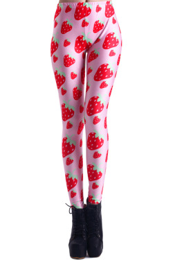 shop-cute:  Pink Strawberry Print Leggings ส.99 