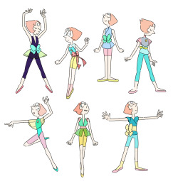 rebeccasugar:  ghostdigits:  Design ideas for Pearl back when she poofed in “Steven the Sword Fighter”. My original drawings were a little… dated, so I traced over them and added color for fun.  KAT MORRIS!!!