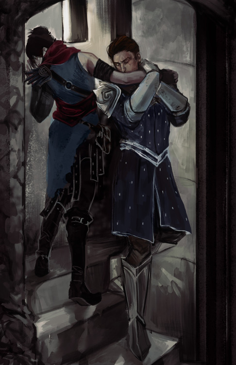 Dragon Age commission for instagram.com/amxu2000/ based on The Meeting on the Turret Stairs by Frederic William Burton