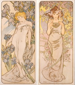 overdose-art: Alphonse Mucha. Iris, Rose, Lily &amp; Carnation (1898) 