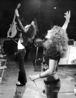 pageisgod:Jimmy Page and Robert Plant on stage in 1973