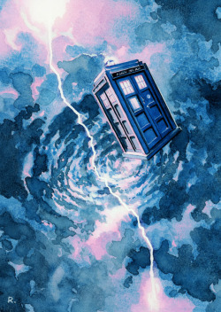 graemeneilreid:  “Well, I made up the name TARDIS from the intials: Time And Relative Dimension In Space.” Watercolour, 18cm x 13cm. 