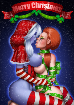   Christmas kiss   ( ˘⌣˘)♡(˘⌣˘ )     Early Christmas art with Traxex and Lyralei (in new style)Traxex has already got her long-awaited gift  (✧∀✧)In Cristmas I wish you to get  your cherished gift! Merry Xmas!My Patreon