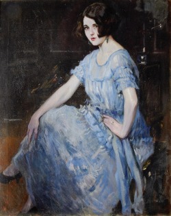 fleurdulys:  Portrait of a Young Woman in a Blue Dress - Alejandro Christophersen 
