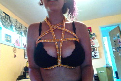 slutty-slutt:did this pentagram harness on myself