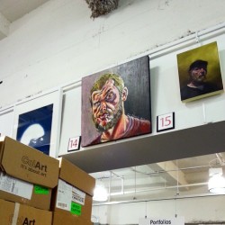 Picking up my self portrait from Blick. #15.  Acrylic on canvas.