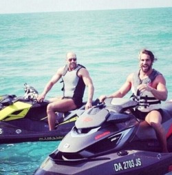 bournelitas:  Just a couple of handsome dudes. Jet skiing.