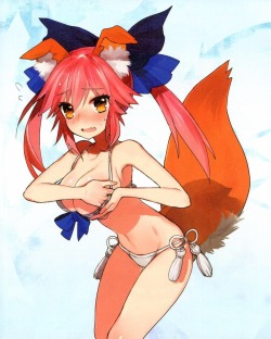 getyournekoshere:  Some cute red haired foxgirls &lt;3