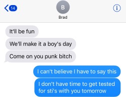 trashboat: uglythug: Cmon…. support your boy….. he’s nervous…. brad once fed me pepper spray without my knowledge 