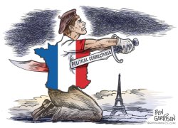 samael:  agoodcartoon:  practicing a little political correctness instead of the heavy-handed treatment of muslims france has fallen back on might help it excise homegrown terrorism before it metastasizes. a good cartoon.  why has the latest thing been