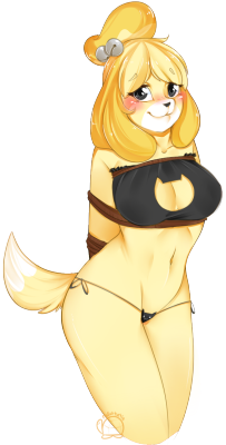 nsfw-kissurai:  nsfwturtle:  Two version of Isabelle. =u= I just had to draw that cat underwear. The picture could be better, but it is okay &gt;&gt;;;; I’ll draw more Isabelle &gt;:3  I love this!!