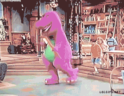 smamsblog:  onlylolgifs:  The kid in the back feelin it  I was that kid, I use to love barney :)