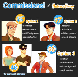 theicarustheory:  Third time’s the charm! I’m opening up slots for commissions again and it would be really great if you can help me get the word out. Nothing too big, just enough to get myself out of a financial jam for the next coming few weeks.