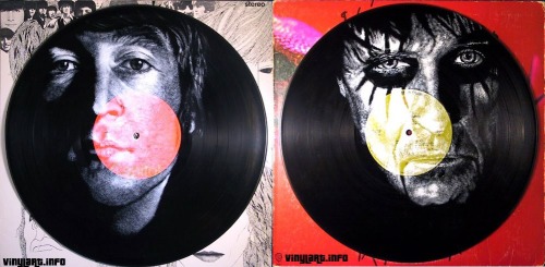 cloudyskiesandcatharsis:  Portraits of Musicians Painted Directly onto Vinyl Records by Daniel Edlen 