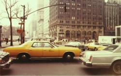 nycnostalgia:  58th Street, 1979. Playboy building in the background.