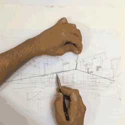 lunariagold:  itscolossal:  WATCH: Ingenious Hack for Sketching with Two Point Perspective Using an Elastic String [video]  Oh look… MORE AWESOME SHIT NOBODY TOLD ME IN ART SCHOOL 