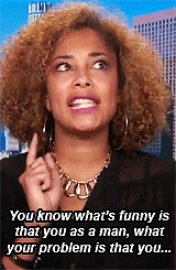 megvnmvrie:  rapeculturerealities:  crankyredhead:   CNN Discussion feat. Amanda Seales and Steve Santagati.  The cherry on top of this pile of ridiculousness is women are telling men to stop it. That’s exactly what she’s doing here: telling men