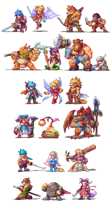 ahruon:Main character pixelarts from Breath of Fire 1,3 and 4