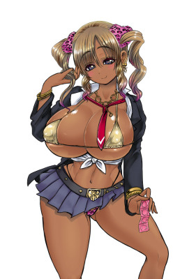 rebisdungeon:Other Gyaru-type College Girls Recent years, I love to draw Gyaru (or Kuro Gal) type girls. Here are other college girls with big tits &amp; round butts. I hope to use them with another doujin project, probably a game? (not a Hypnotism Projec