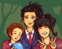 prospectkiss:  aceart-torney:R63 Ace Attorney - Before and After.  I like these genderswapped! versions of Phoenix, Maya, and Pearl. The second picture is my favorite. Phoenix looks beautiful, with those carefully messy locks and easy smile. Maya looks