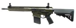 fmj556x45:  Land Warfare REPR 7.62x51 NATO caliber rifle. LWRC piston driven AR-10 rifle with 16” spiral fluted barrel in OD green, 1:10 twist adjustable gas settings, slim forearm with sectional rails, SOPMOD stock, Skirmish BUIS, Magpul grip and one
