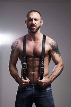 Nipples and leather suspenders