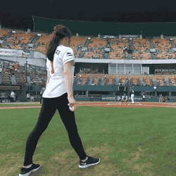 mindbodyme:  thegoddamazon:  dansphalluspalace:  cineraria:  Rhythmic gymnast Shin Soo-ji’s first pitch - YouTube  well damn.  I watched this for like five minutes before reblogging.  Sweet move. Woulda been fanswagstic if she didn’t miss the plate.