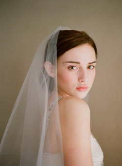 pedalfar:  Fingertip veil bridal sheer veil Simple and sheer by myrakim 