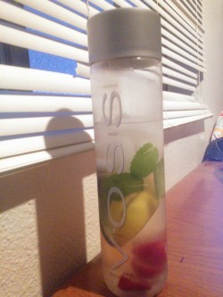 I go through these periods where I try different healthy stuff and my thing right now is infused waters &lt;3This one’s got a few slices of cucumber, lemon, strawberry, and mint leaves. Leave it in the fridge for a couple hours and add ice on top so