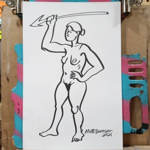 First time visiting a new life drawing group.   Thanks Sarah for modeling  Molotow brushliner on paper 12&quot;x18&quot; . . . . . . . . #artistsofmassachusetts #paintersofig #paintersofinstagram #markers #lifedrawing #figuredrawing  #portraitpainter