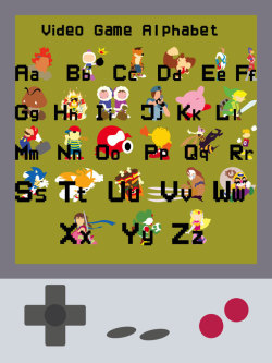 insanelygaming:  Video Game Alphabet Poster Created by Franklin Napier  If I had any gremlins, this is how I would teach them their ABCs. Fuck that whole &ldquo;A is for apple and B for bee&rdquo; shit.