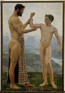 amare-habeo: Sasha Schneider (Russian-German, 1870 - 1927)  Growing Stronger (Werdende Kraft), 1904 Oil on canvas 78.74 x 54.33 in. 