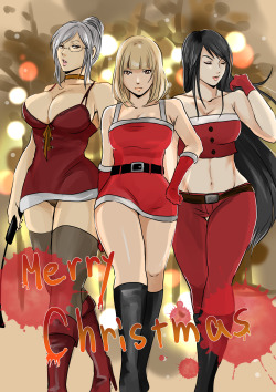 hayame-82:  Have a  sweet happy merry Christmas!!!!!! Meiko, Hana, Mari  (prison school)   &lt; |D’‘‘‘