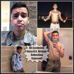 dudes-exposed:  Dudes Exposed Exclusive: Sexy U.S. Airman Sebastian Exposed! (Post #1 of 4)Hey guys, meet this gorgeous piece of meat. His name is Sebastian and he’s 20 years old. This stud is straight, he lives in Arizona and he is currently serving