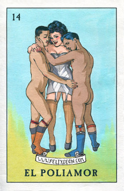 felixdeon: **El Poliamor** An original signed drawing from my Gay Lottery, available in my Etsy Store. Click HERE.  