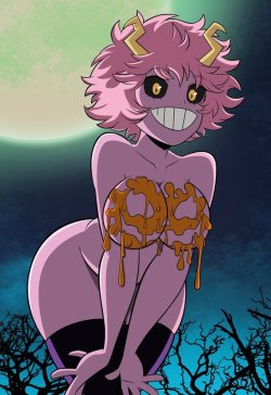 grimphantom2:  Halloween Mina Ashido by grimphantom Double FeatureShowing Mina Ashido this time, wearing…..well, slime with so little to cover her lol. I like how it came out with Mina smiling as usual without caring of her revealing outfit and like