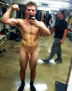 funnakedguys2:Take nude selfies in the locker room. No fucks given about who’s around ;)