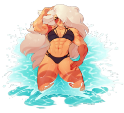 kingkimochi:  a commission of Jasper from Steven Universe looking good at the beach for DjAirsurfer !! :~) I had a lotta fun with this one! 