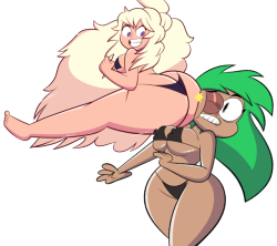 grimphantom2: ck-blogs-stuff:   Toast vs. Punching Judy: Keijo Style! by CK-Draws-Stuff  PATREON Managed to draw 2 of my fave boxing girls (Toast from Bee &amp; Puppycat and Punching Judy from OK KO Let’s Be Heroes) fight in a Keijo style match! And
