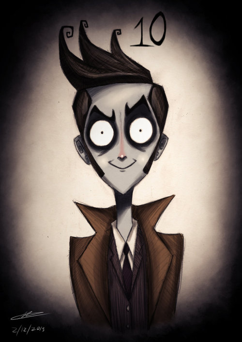 fatguyinahawaiianshirt:  Deviantart user MichaelthePure shows us what The Doctor would look like if they were drawn by Tim Burton!  I loved this twisted art of the more recent Doctors. 