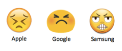 what-hos-there:  ardwynna:   nerdgul:  arcticbonobos:  ive been sending this emoji to my friends with iphones for years and this is what theve been getting???????   These are 3 completly seperate emotions   Why is Google’s a poop face?   WTF SAMSUNG