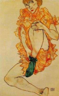 egonschiele-art:The Green Stocking, 1914