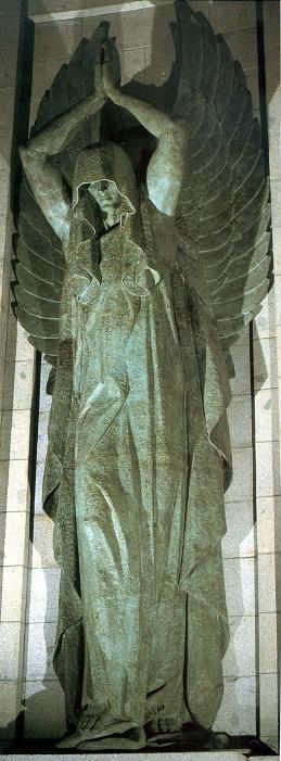 A stone angel in the castle of Vysehrad in Prague, Czech RepublicArt Nouveau Statue