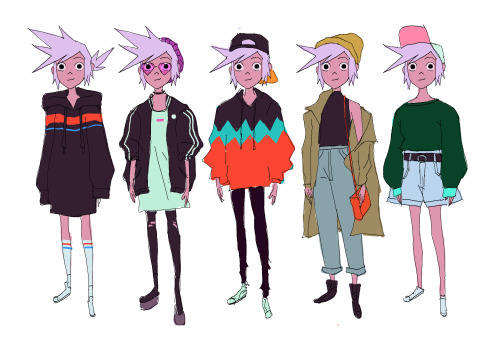 chuwenjie:  Wayyyy back in 2017, one of the very first things I did on Kipo was some rough and quick concepts for the clothes that Kipo tries on in episode 1! (I won’t lie, a few of these are pretty much just outfits I have in my closet lol)