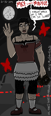 mizspookie:  The Blooderflies…Watching Markiplier play Fatal Frame II: Crimson Butterfly has been a treat so far. So much that I wanted to draw him in Mio’s clothes she wears in the game. (He looks amazing of course.) I really gotta say, for a game