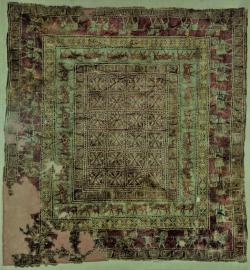 historyarchaeologyartefacts:The Pazyryk Carpet, the oldest known surviving carpet in the world, 5th century BC. Scythian [3300x3500]  well I’ll be damned
