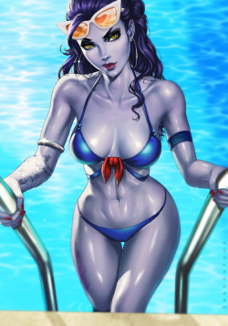 rarts:    Widowmaker  in the pool: Overwatch Summer Skin 2017 [draw by Dandon fuga]