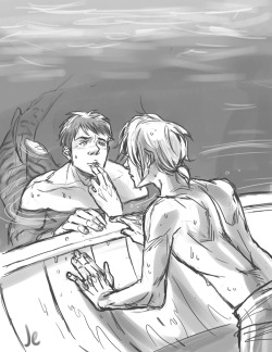 joannaestep:  As payment for winning the throwdown, Mer’suke would like Fisherman Rin to give him a kiss please. 